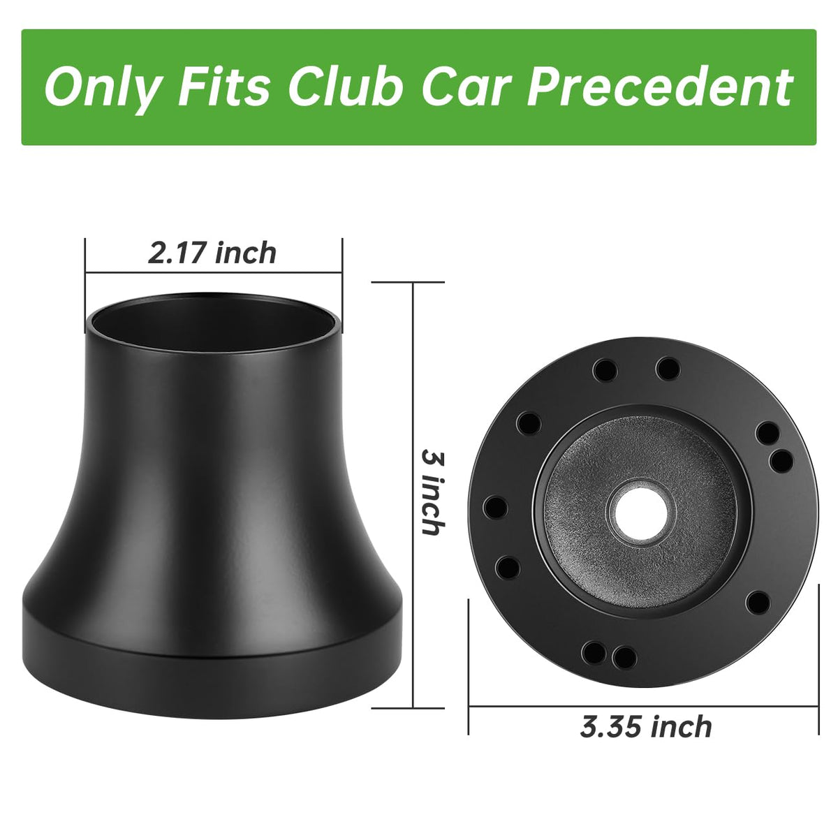 Durable black aluminum 10L0L adapter for enhanced golf cart styling