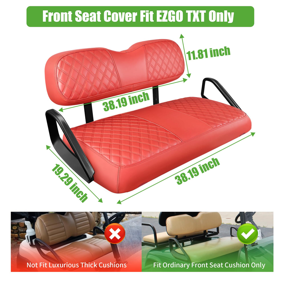 10L0L Red seat cover for daily golf cart maintenance and cleaning