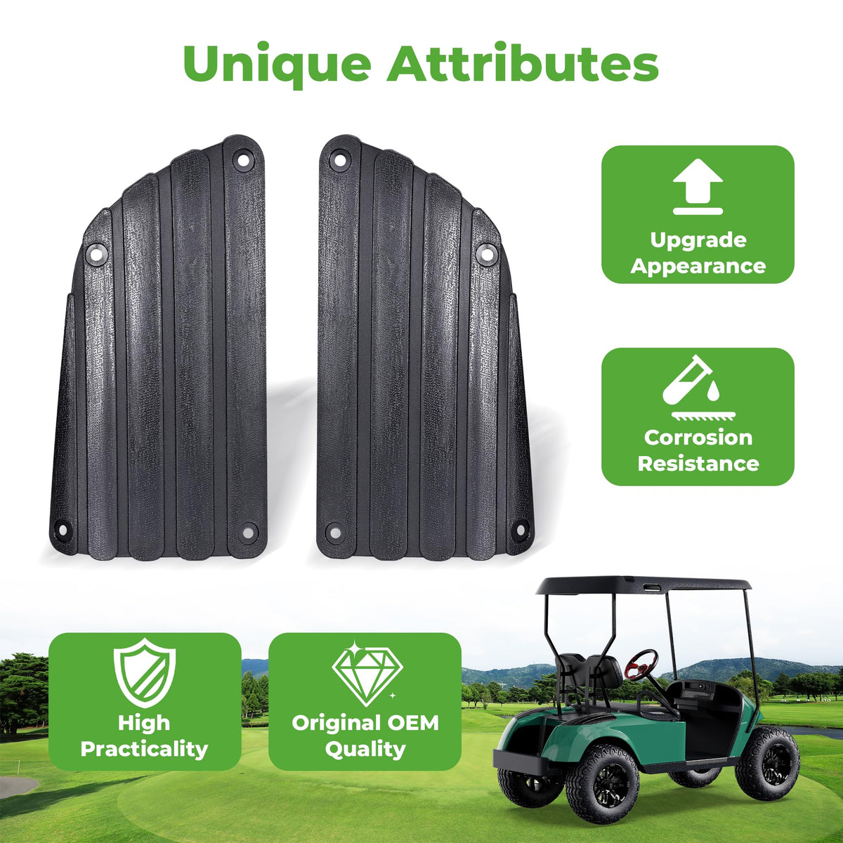 10L0L easy-install rear guard offers OEM-fit on EZGO TXT.