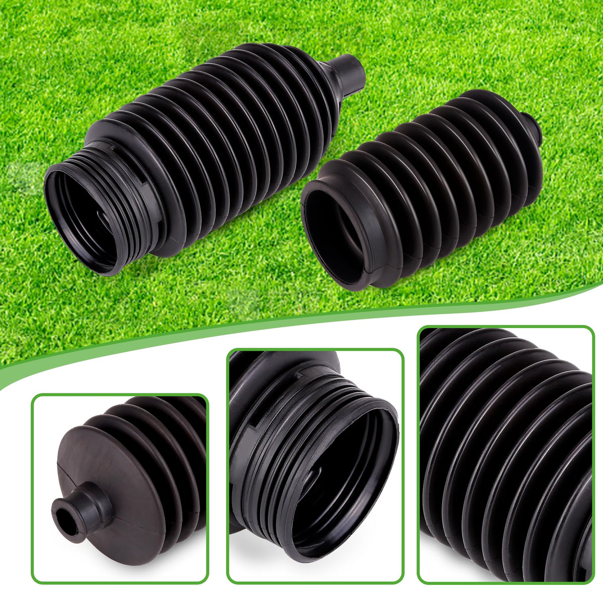 Durable black rubber construction withstands golf cart heat