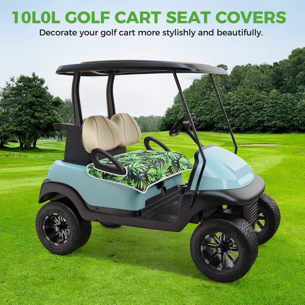 10L0L easy install with two armrest holes on golf cart seat cover