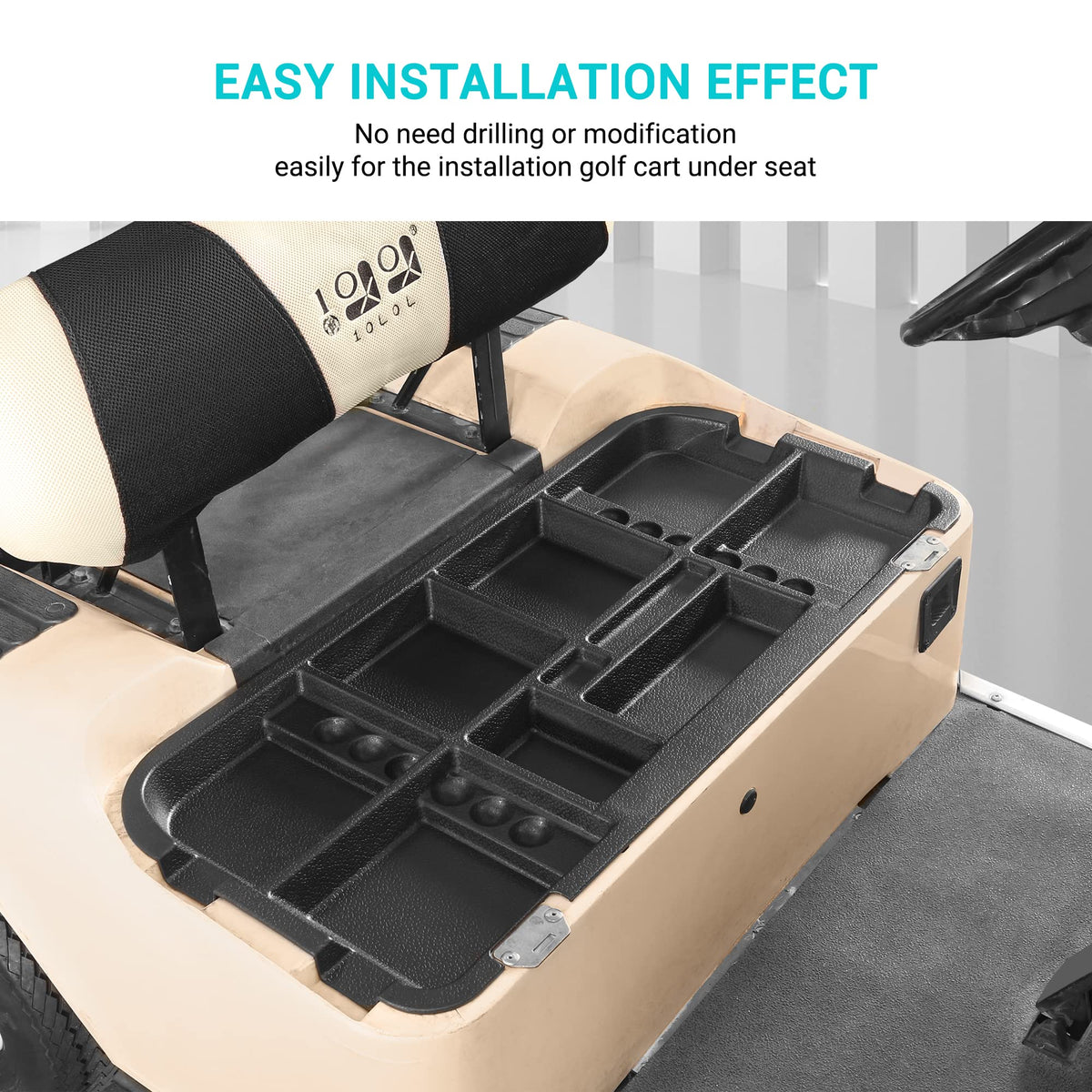 10L0L Easy-install under-seat tray simplifies setup