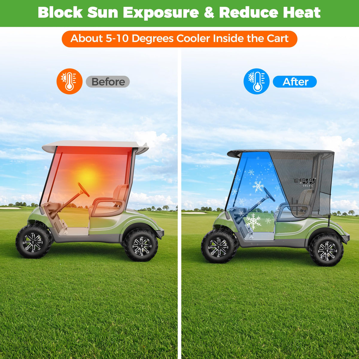 10L0L easy-install straps and buckle on sun shade for quick setup