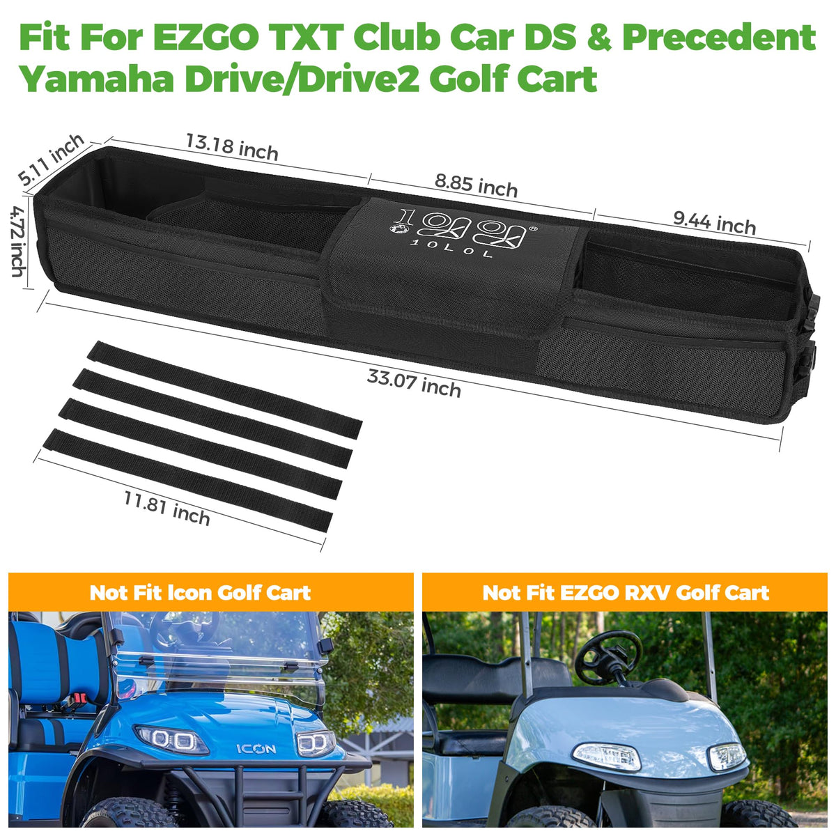 10L0L no-drill strap installation works on EZGO, Club Car, and Yamaha models