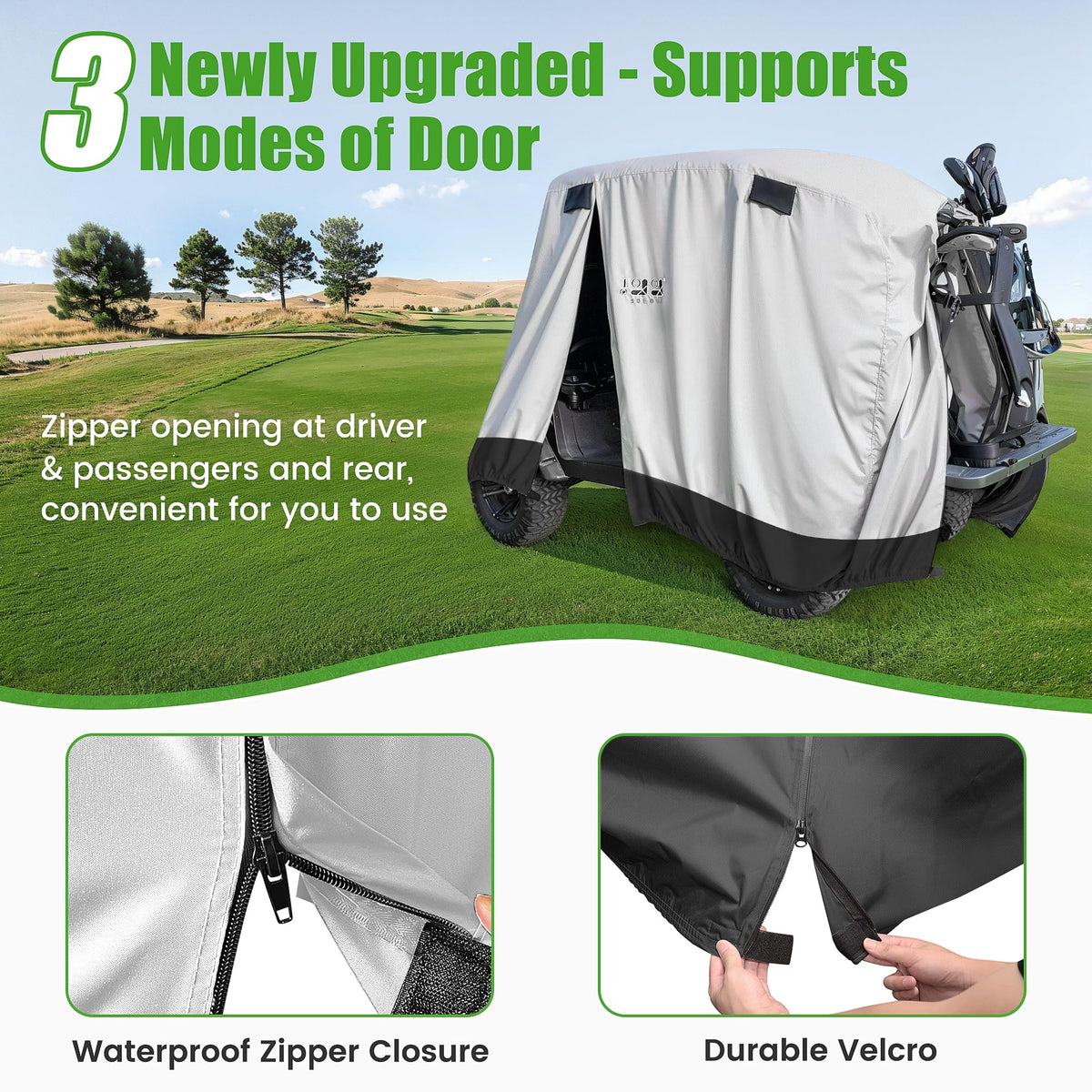 10L0L elastic bottom with wind straps secures cover in strong winds