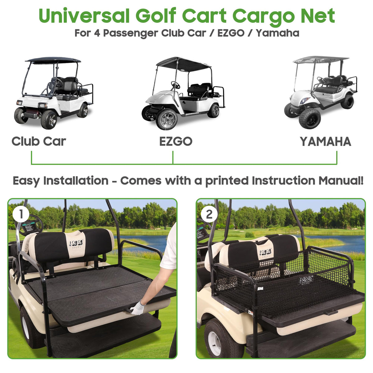 10L0L elastic storage net for Yamaha cart helps stay organized