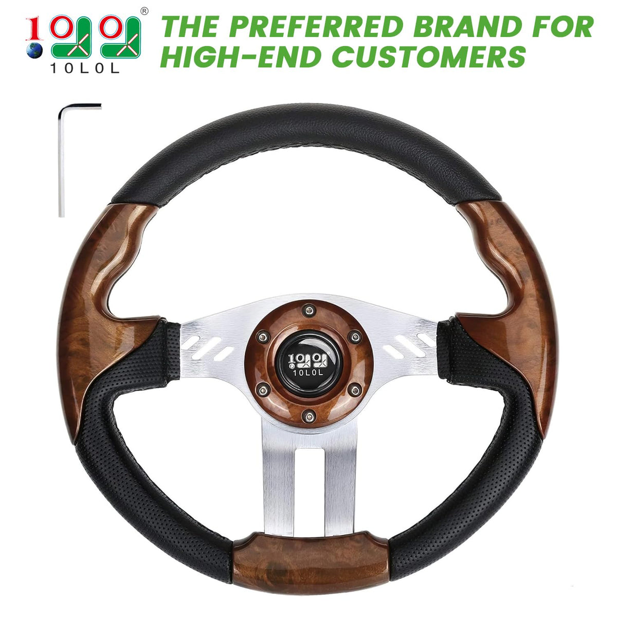 10L0L ergo grip close-up highlights palm-friendly tactile surface for comfortable steering.