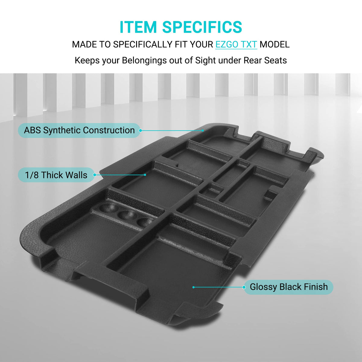 Expanded storage space holds small items during rounds with 10L0L tray