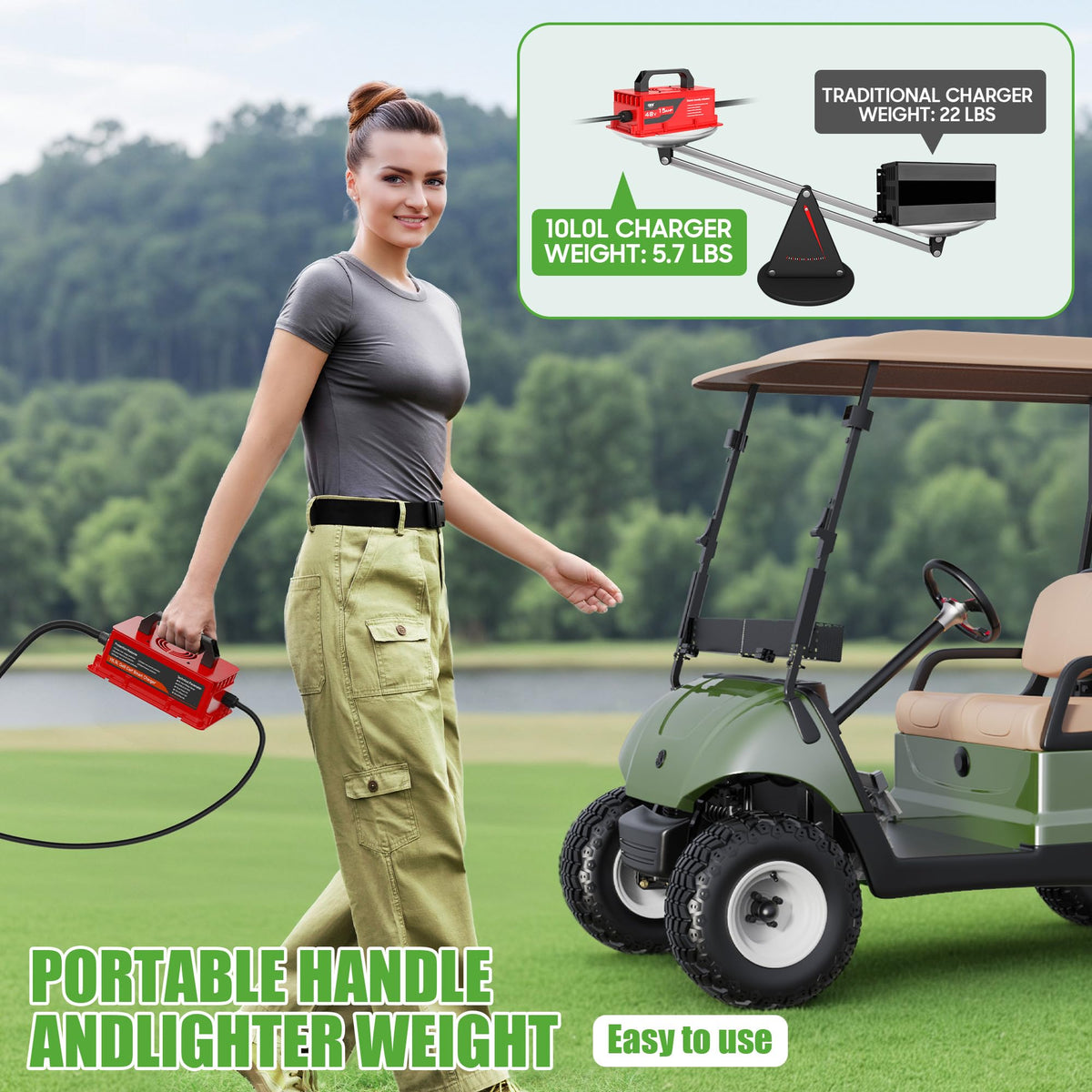 10L0L extended cable length showcases flexible placement for charging in tight spaces.