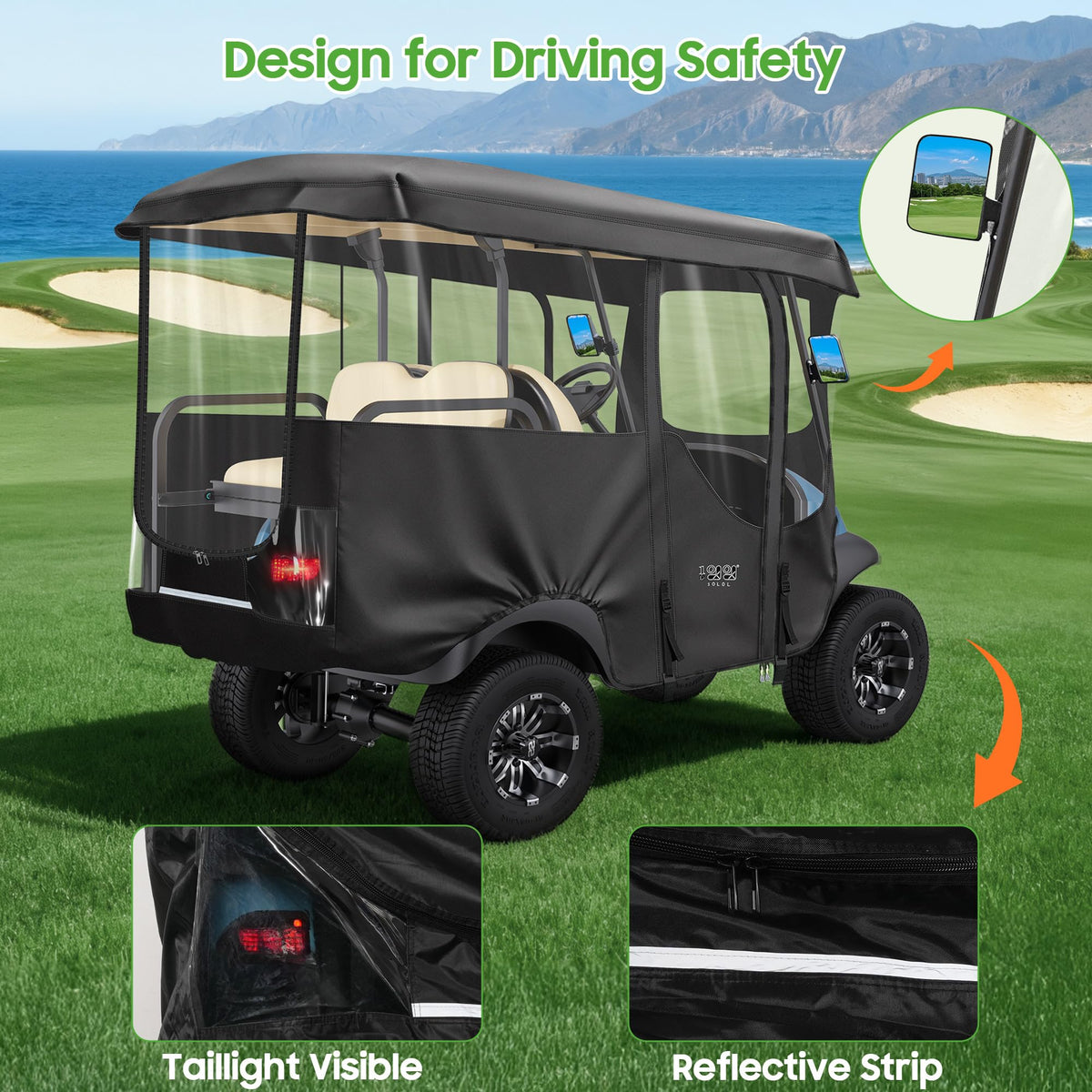 10L0L extended roof design maintains headroom and shade during sunny drives.