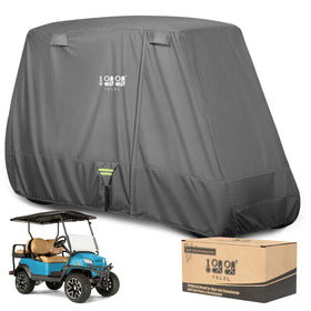 10L0L extended roof golf cart cover front view protects from sun and rain.