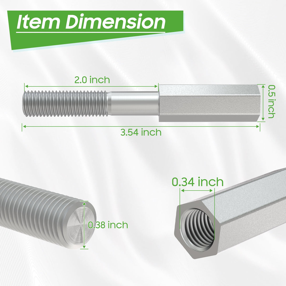 Close-up of 1.25mm slope on 10L0L extension rod ensuring precise fit