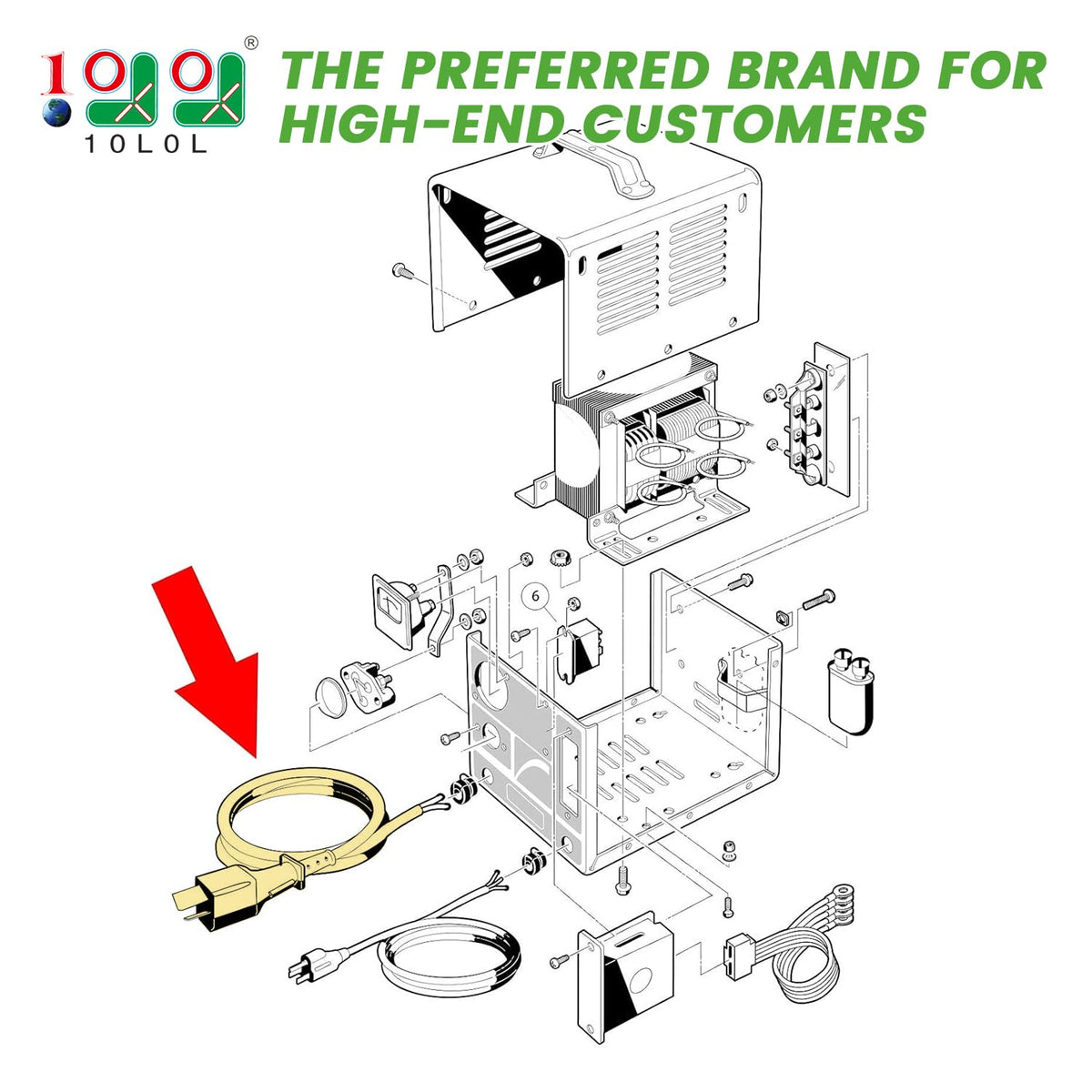 10L0L EZGO Club Car compatible charger cord ready for model connections.