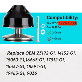 10L0L EZGO exterior golf-cart view with installed primary drive clutch