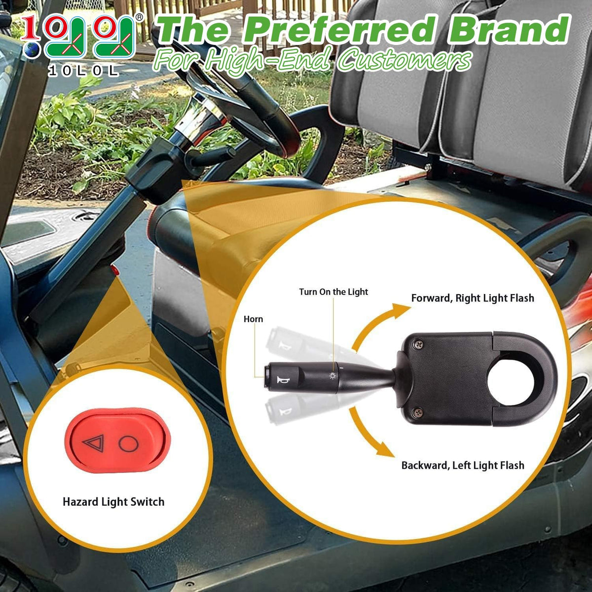 10L0L EZGO Freedom right front headlight improves nighttime visibility