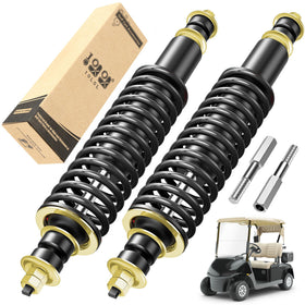 10L0L EZGO front-rear shock absorber kit in black finish improves stability on uneven terrain