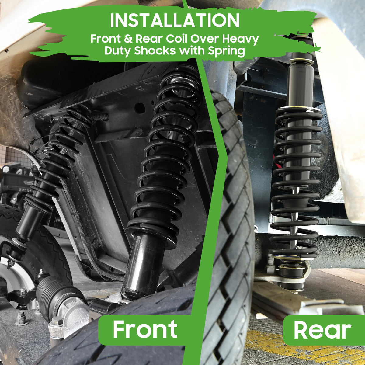 10L0L EZGO shock installation ready image showing a simple swap