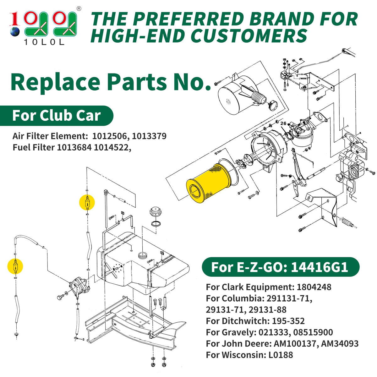 10L0L EZGO Marathon fuel filter ensures clean fuel flow