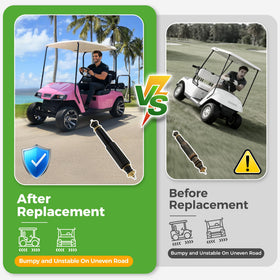10L0L EZGO Medalist front left shock preserves control on rough terrain
