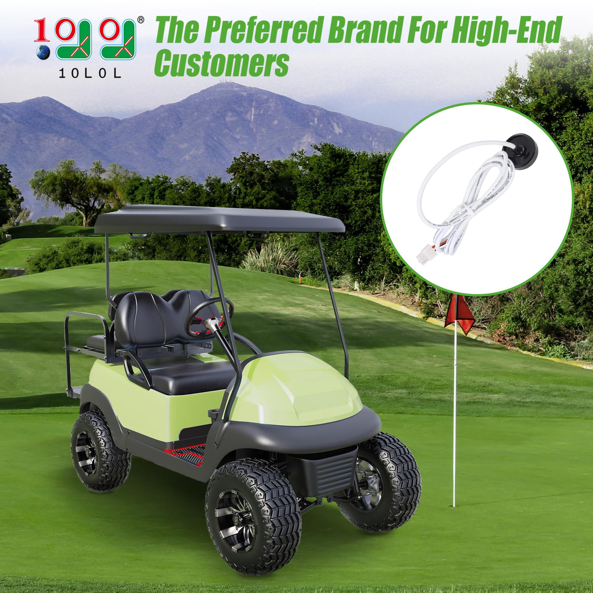 10L0L EZGO PDS harness installation shot showing plug-and-play fit