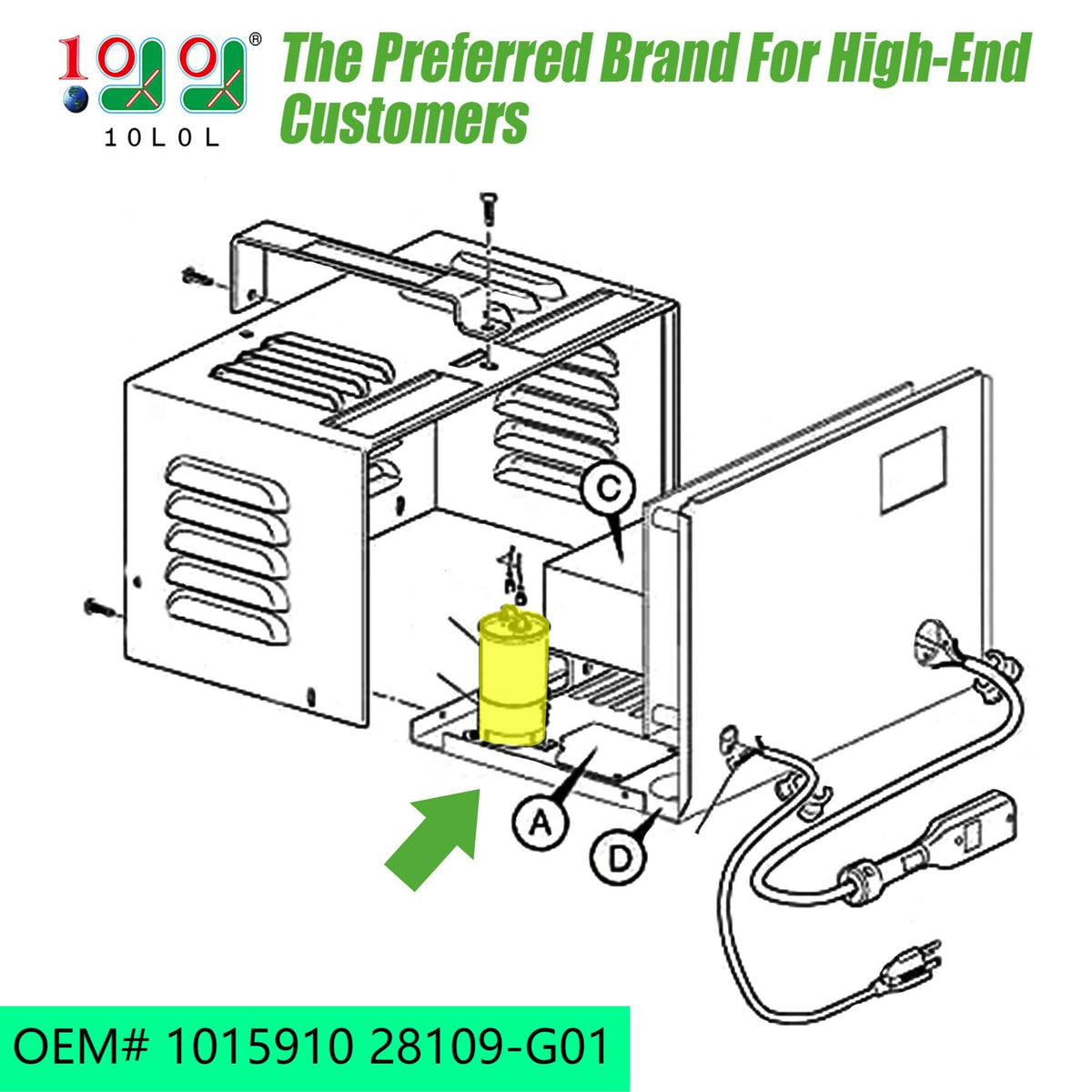 10L0L ezgo-powerwise-ii-lester-charger-fit visual demonstrates direct OEM compatibility