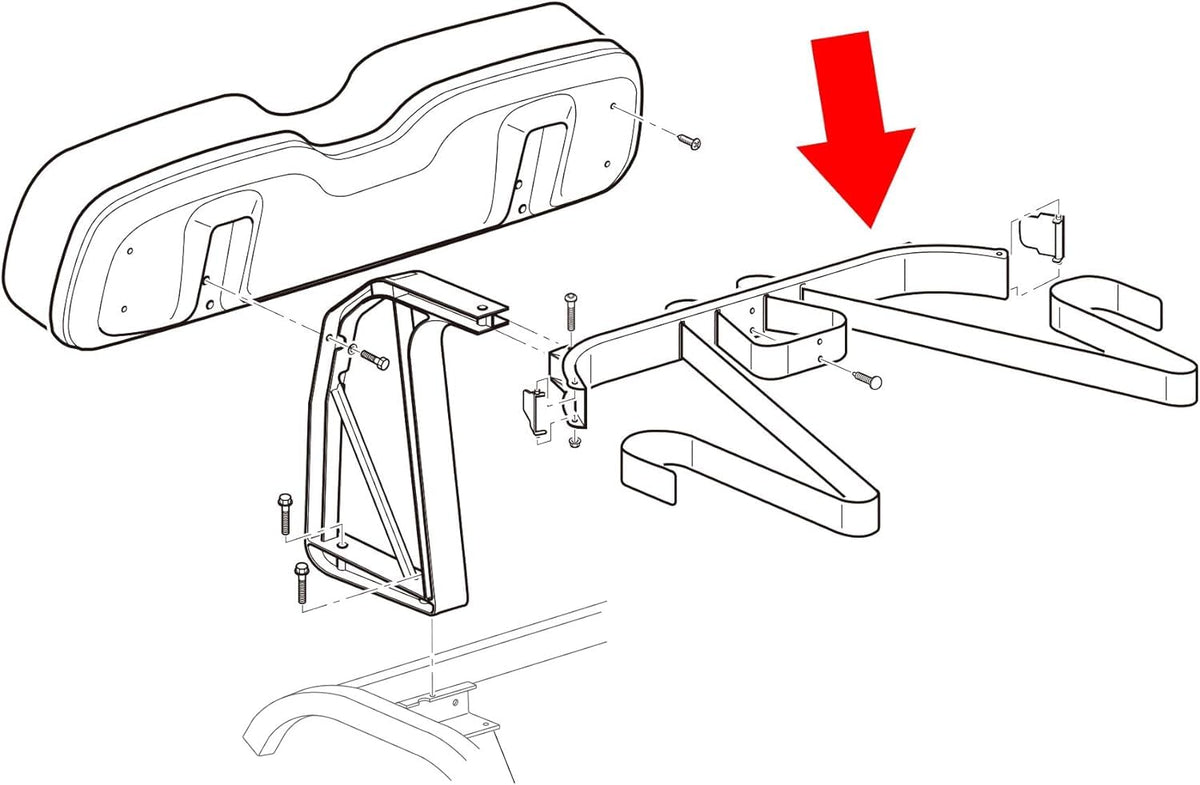 10L0L EZGO RXV bag rack strap securing a golf bag