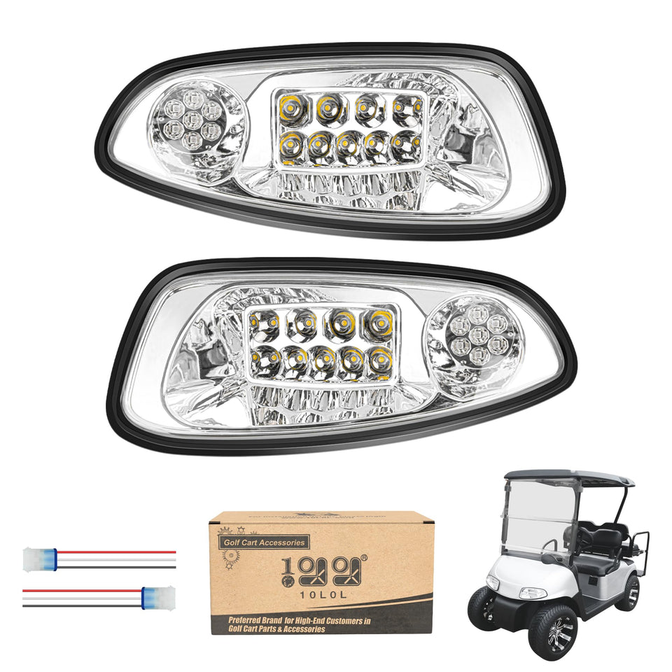 10L0L EZGO RXV front driver side headlight for clear night visibility.