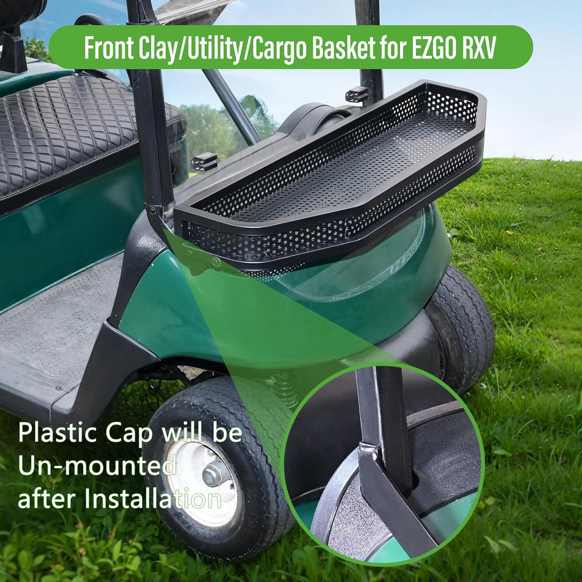 10L0L Ezgo RXV mounting brackets secure the basket