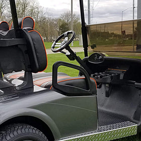 EZGO RXV left arm rest hip restraint installation view by 10L0L.
