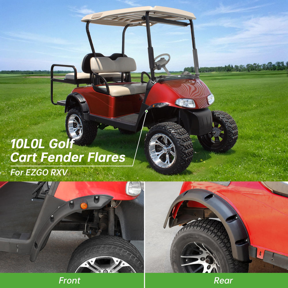 10L0L EZGO RXV rear-left fender flare shields rear paint from debris