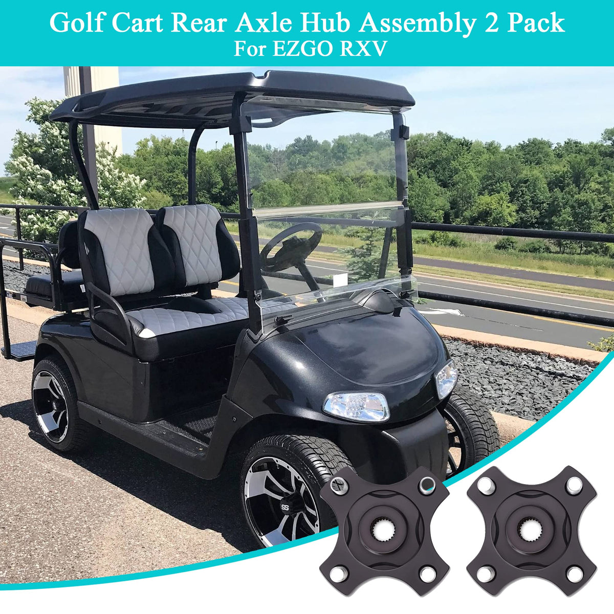 10L0L EZGO RXV axle hub fits 2008-up and supports durable mounting.
