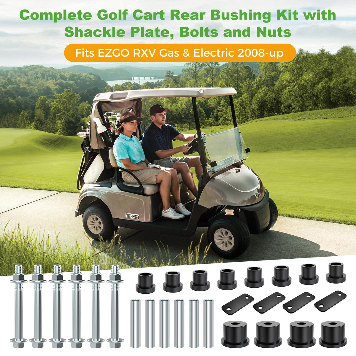 Stainless steel sleeves in the 10L0L EZGO RXV kit resist rust