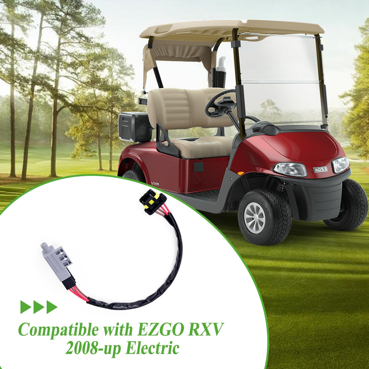 10L0L EZGO RXV compatibility pedal switch with close-up install-ready connectors.