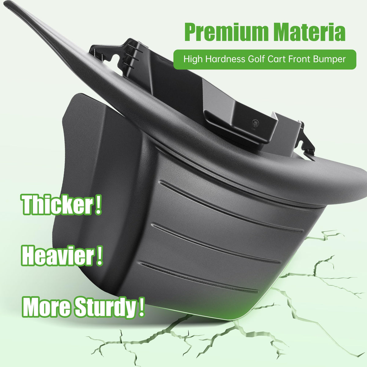 10L0L EZGO RXV bumper close-up highlighting durable finish.
