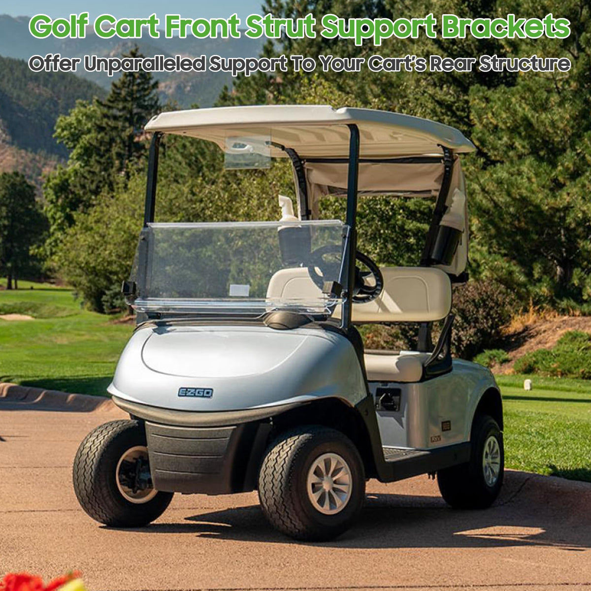 EZGO RXV front strut installation designed for secure setup.