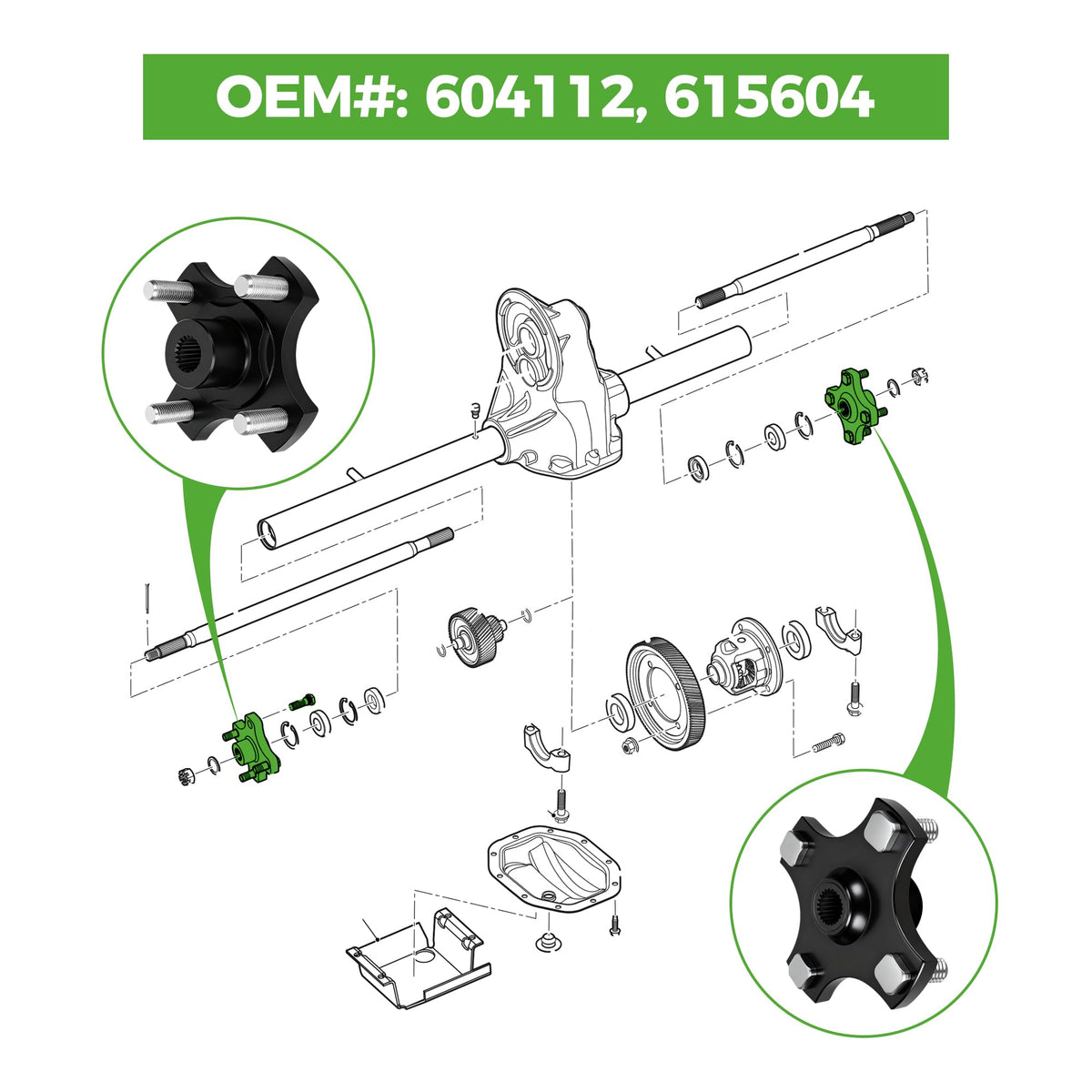 10L0L EZGO RXV hub close-up metal alloy detail.