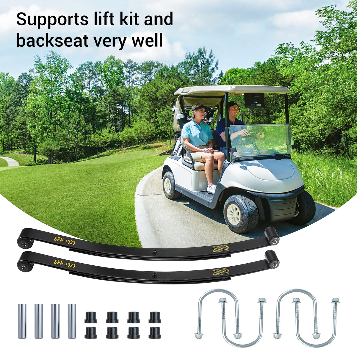 10L0L EZGO RXV installation parts simplify upgrading your suspension.