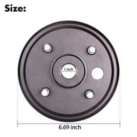 10L0L EZGO RXV compatible brake drum check-fit showing proper spline alignment.