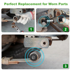 Rubber bushings from the 10L0L EZGO RXV kit shown in detail