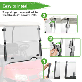 10L0L EZGO RXV windshield tinted option reduces sun glare.