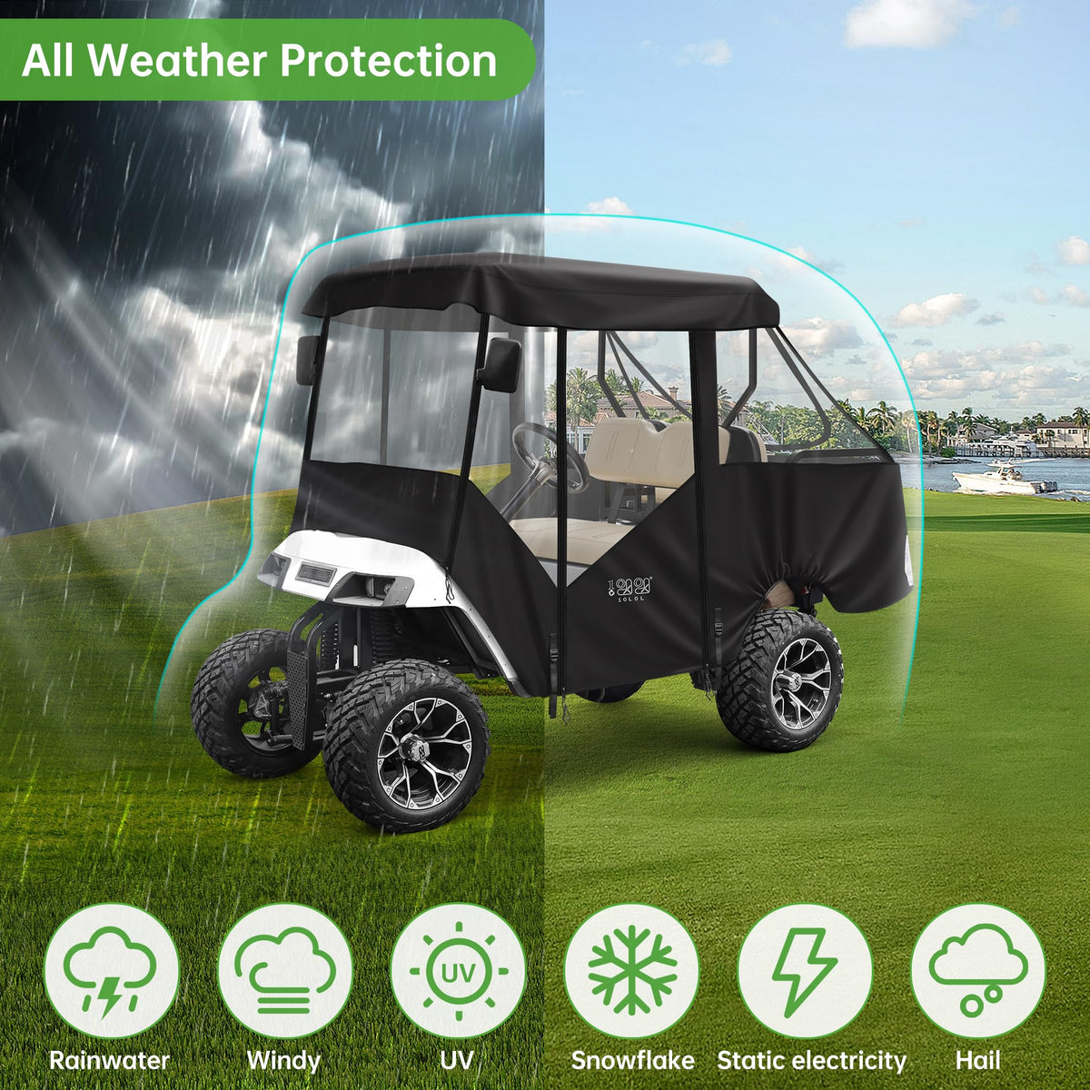 10L0L EZGO TXT enclosure durable 600D Oxford fabric guards against weather