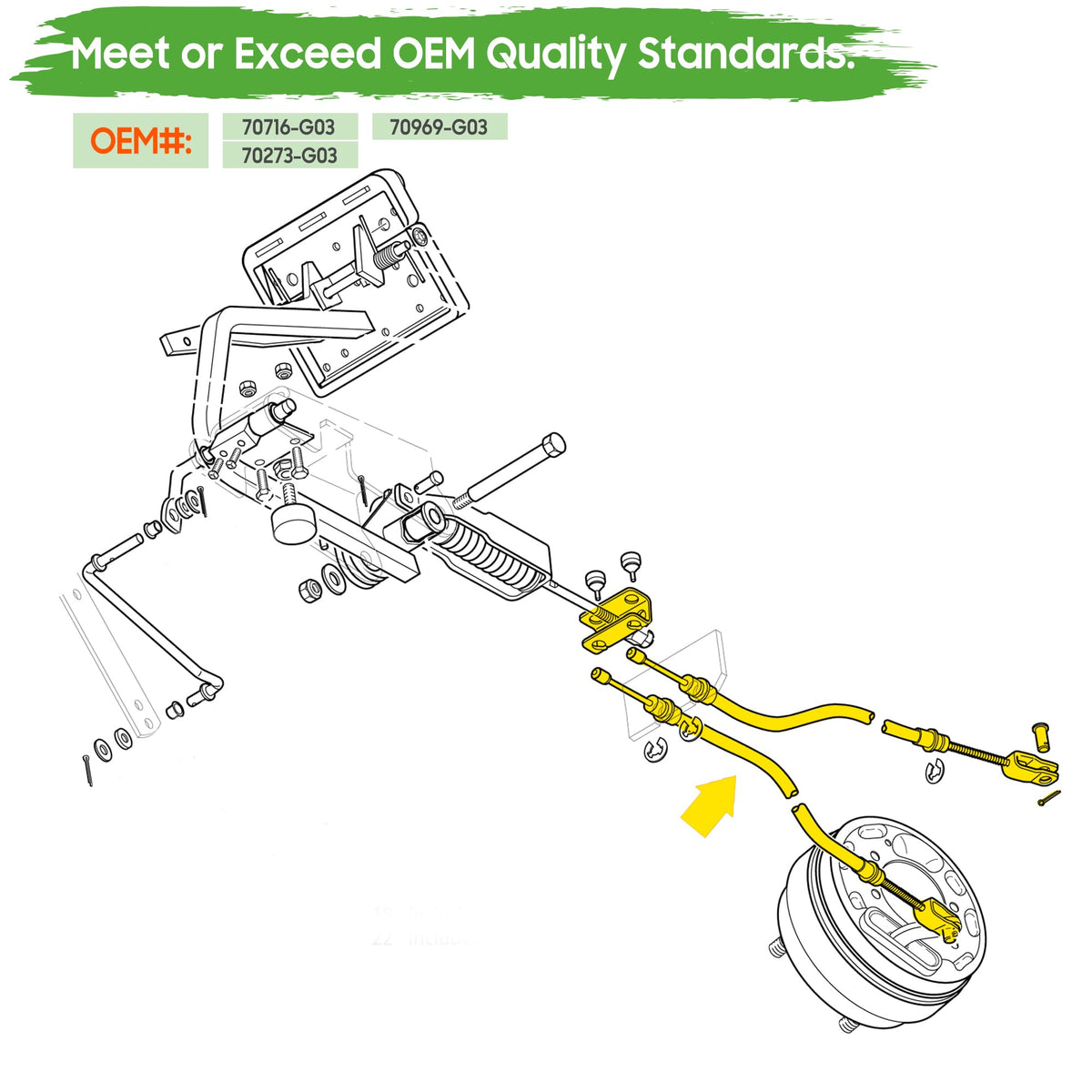 10L0L EZGO TXT brake cable assembly ready for quick install.