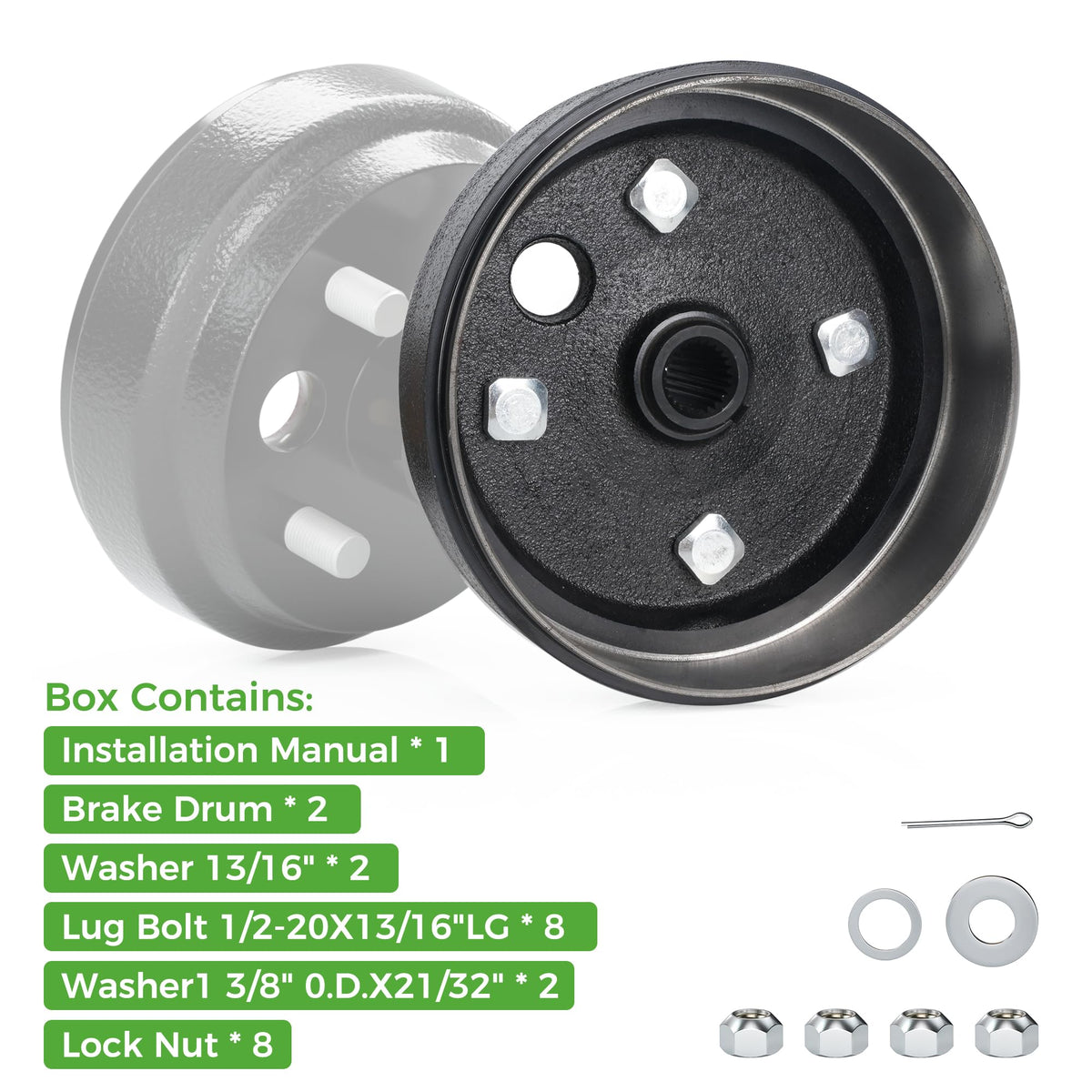 10L0L EZGO TXT brake drum packaging shows ready-to-install replacement.