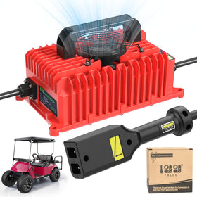 10L0L EZGO TXT D-style charger front view for easy charging.