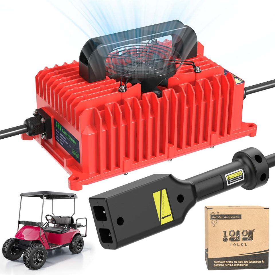10L0L EZGO TXT D-style charger front view for easy charging.