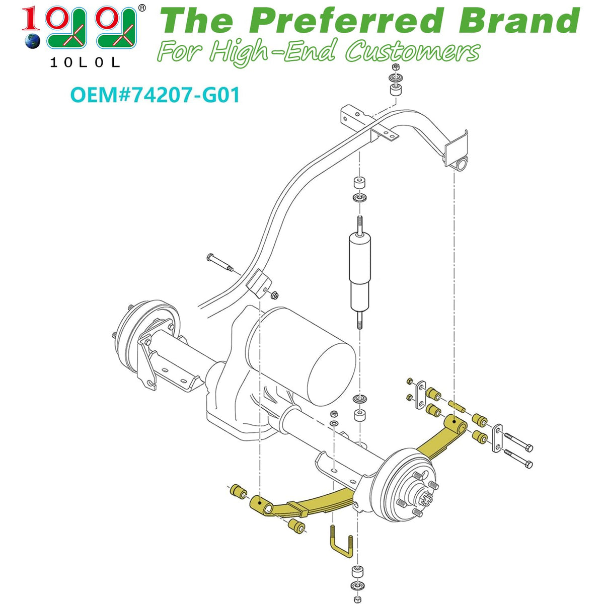 10L0L EZGO TXT four-leaf springs add stiffness for better stability.