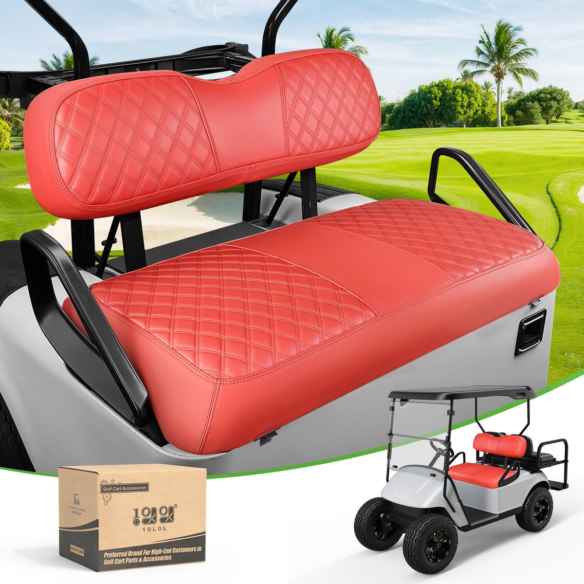 10L0L EZGO TXT red waterproof front seat cover protects cushions