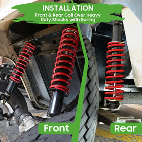 10L0L EZGO TXT front shock installation view shows mounting process