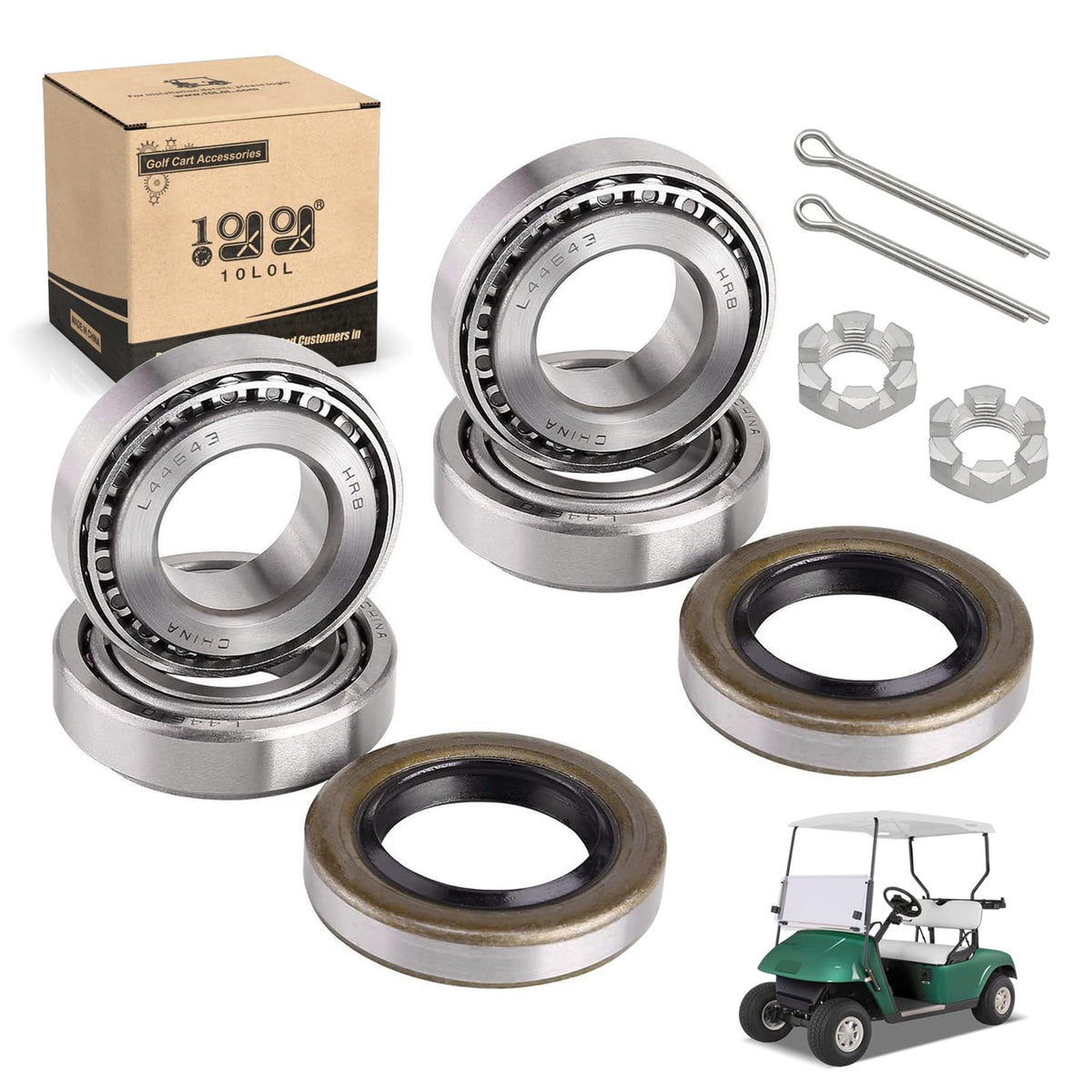10L0L EZGO TXT front wheel bearing cones and races for a smoother ride