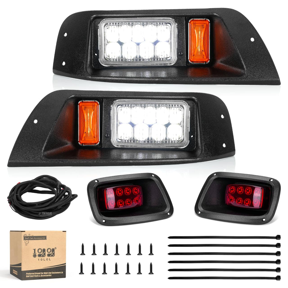 10l0l ezgo txt front headlights provide bright night visibility.